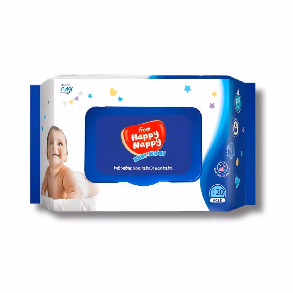 Fresh Happy Nappy Baby Wipes Pouch 120pcs